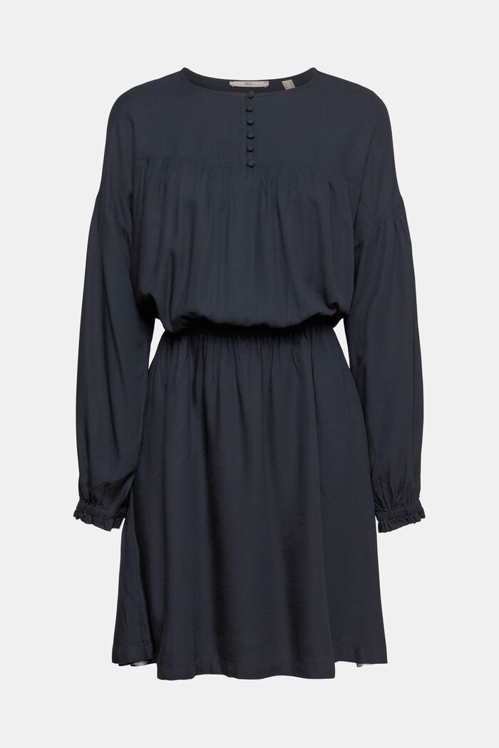 Robe dotée d’une taille élastique, LENZING™ ECOVERO™, BLACK, overview