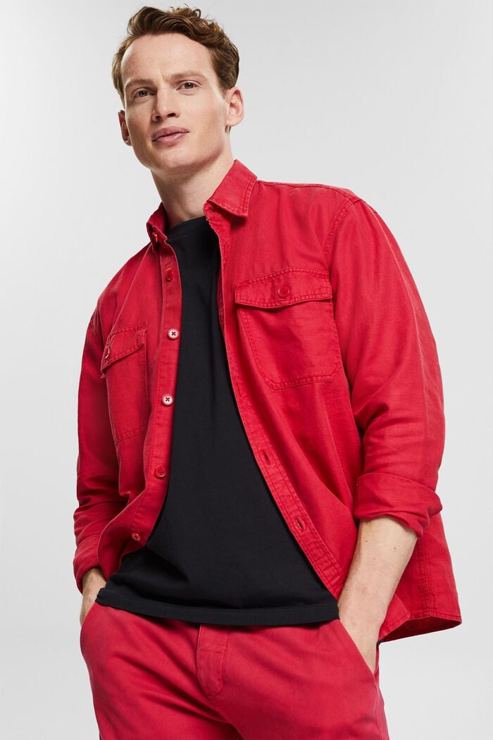 En lin mélangé : chemise oversize, RED, detail image number 5