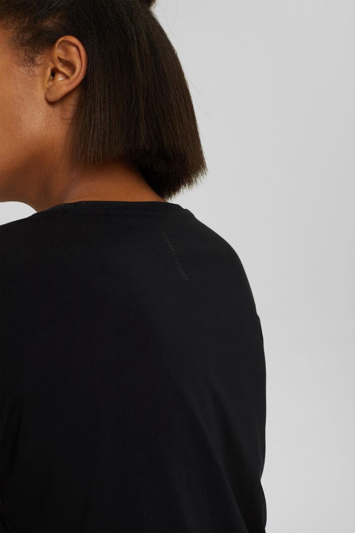 T-shirt orné de mesh de coupe carrée, coton biologique, BLACK, detail image number 5