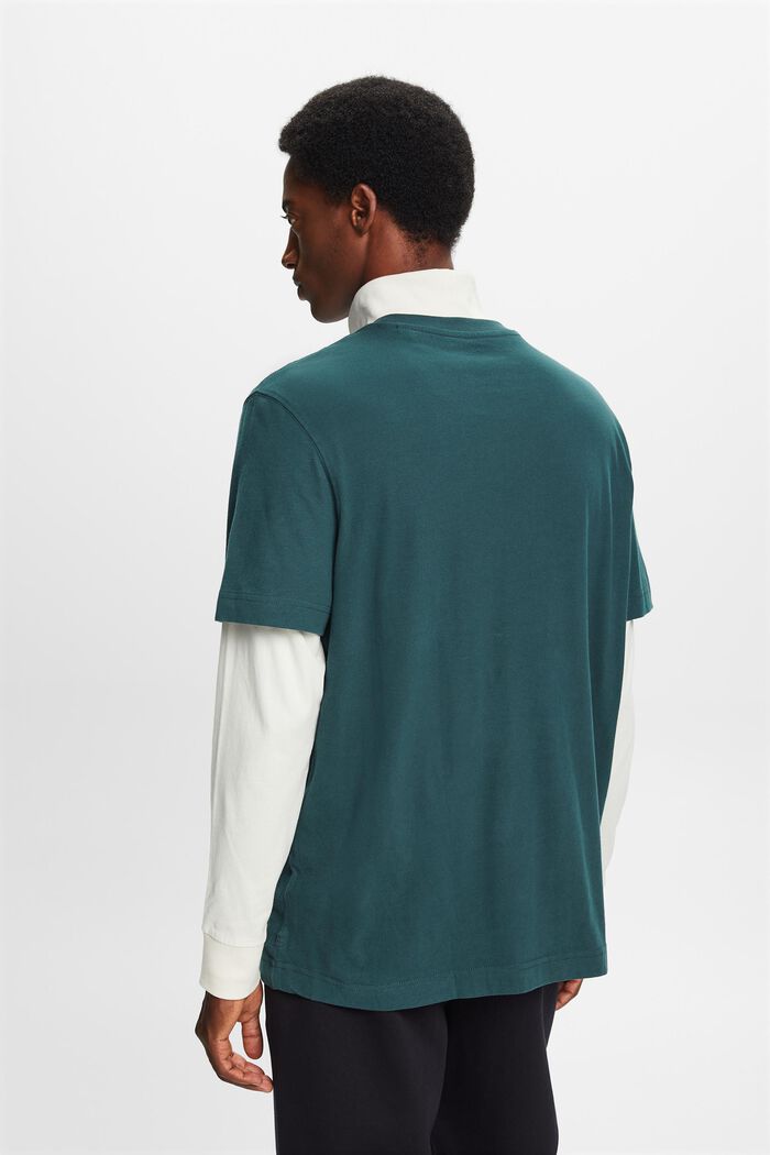 T-shirt à encolure ronde en jersey de coton, EMERALD GREEN, detail image number 3