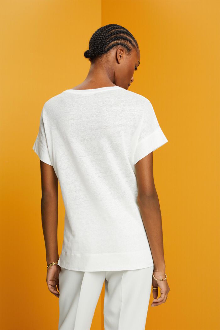 T-shirt en lin, OFF WHITE, detail image number 3