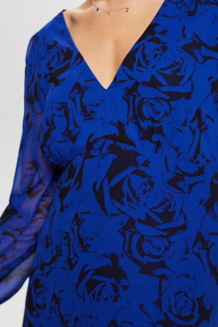 Mini-robe imprimée à encolure en V, BRIGHT BLUE, detail image number 4