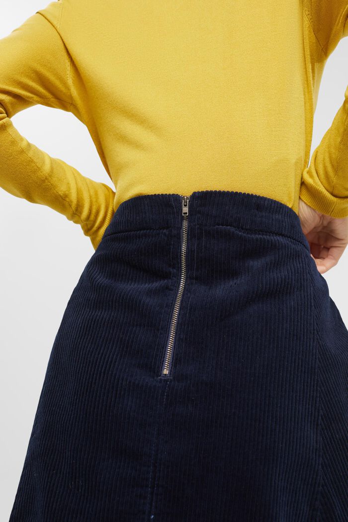 Mini-jupe en velours côtelé, 100 % coton, NAVY, detail image number 2