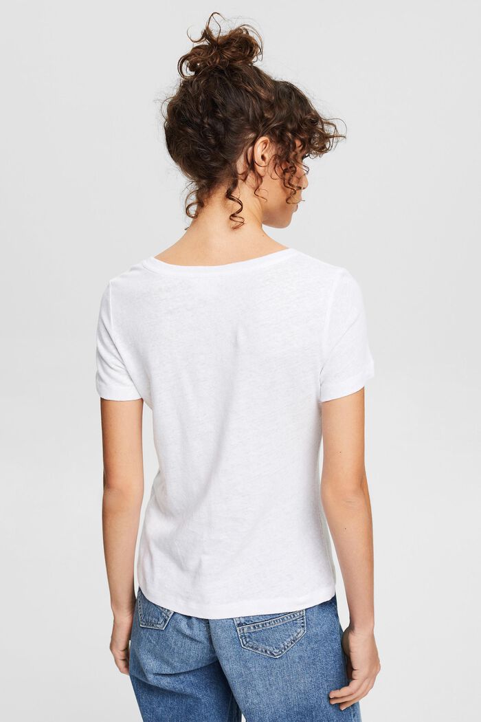 À teneur en lin : le t-shirt unicolore, WHITE, detail image number 3