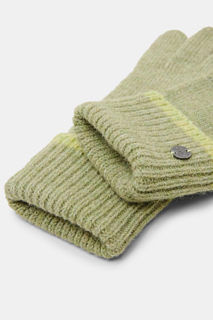 Gants en maille à teneur en laine, CITRUS GREEN, detail image number 1