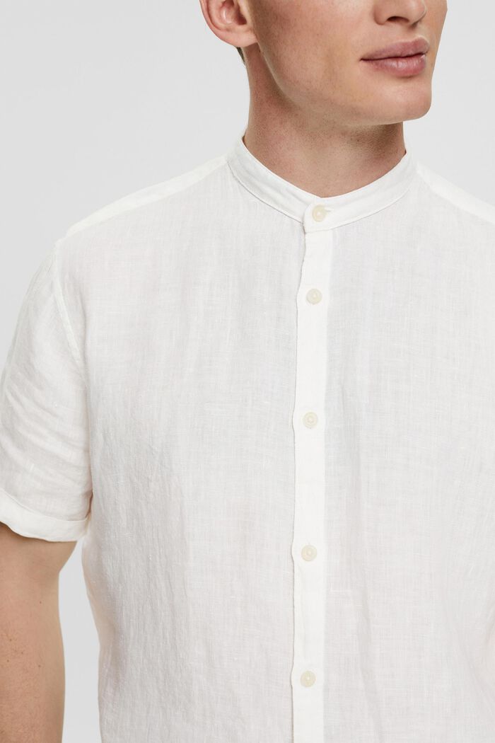 Chemise à col droit en 100 % lin, WHITE, detail image number 2