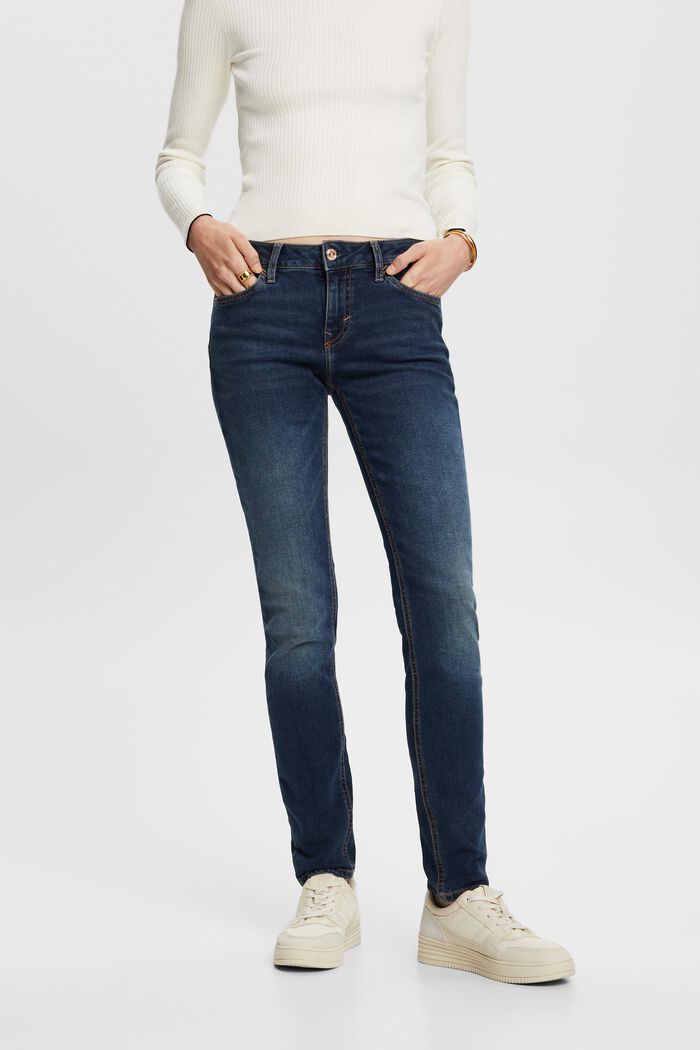 Jean stretch de coupe Slim Fit à taille mi-haute, BLUE LIGHT WASHED, detail image number 0