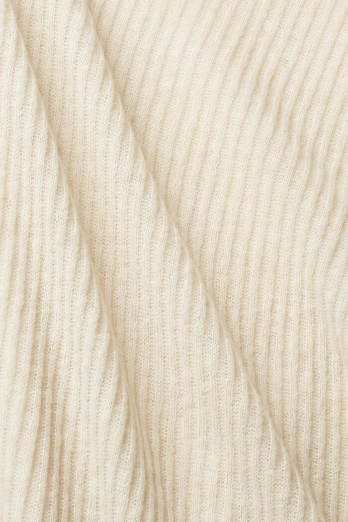 Long pull-over à col cheminée en laine mélangée, CREAM BEIGE, detail image number 5