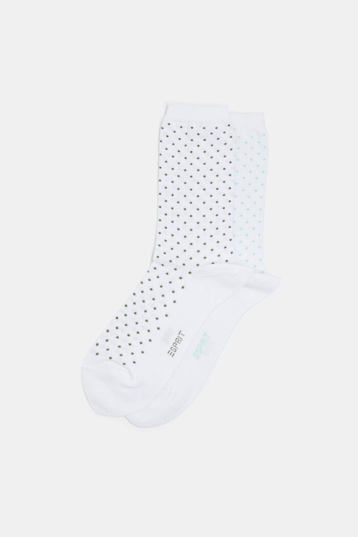 Lot de 2 paires de chaussettes à pois, coton biologique, RAW WHITE, detail image number 0