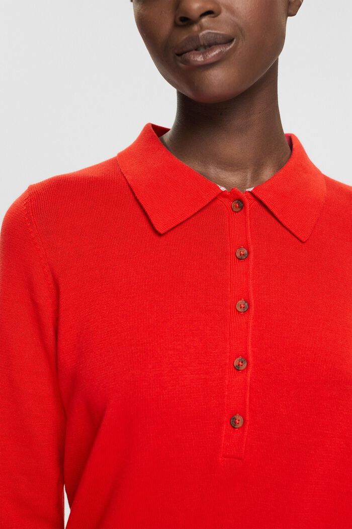 Pull-over à col polo, RED, detail image number 2