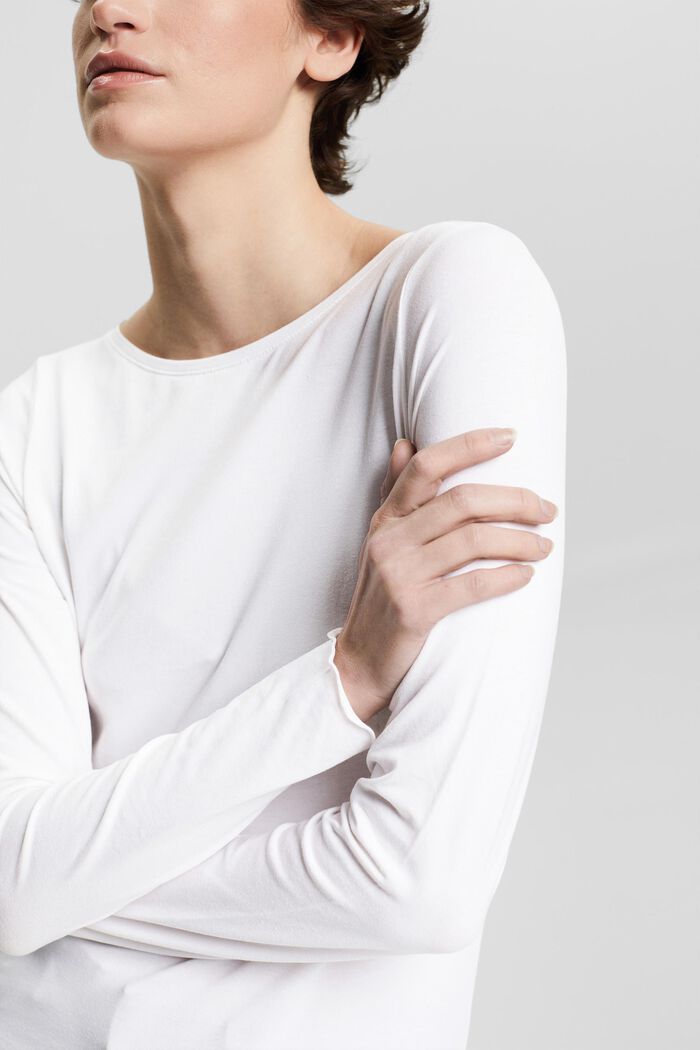 T-shirt à manches longues en coton biologique mélangé, NEW WHITE, detail image number 2