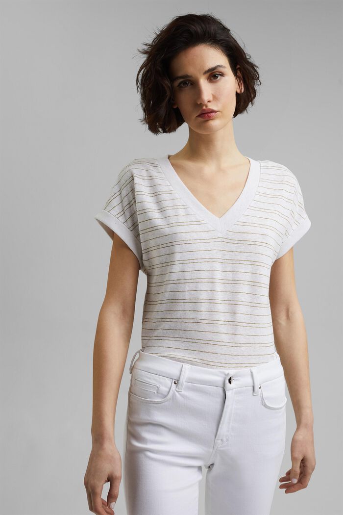 Coton et lin : le t-shirt rayé, WHITE, detail image number 0