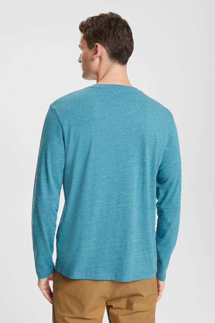 T-shirt à manches longues en jersey, 100 % coton, PETROL BLUE, detail image number 3