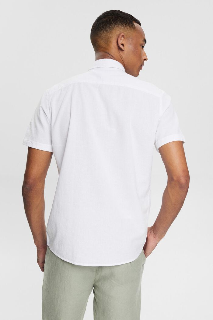 À teneur en lin : la chemise à col boutonné et manches courtes, WHITE, detail image number 3