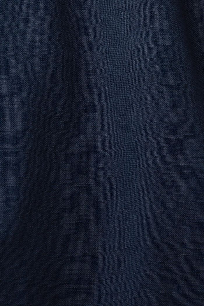 Pantalon de coupe droite en lin et coton, NAVY, detail image number 5