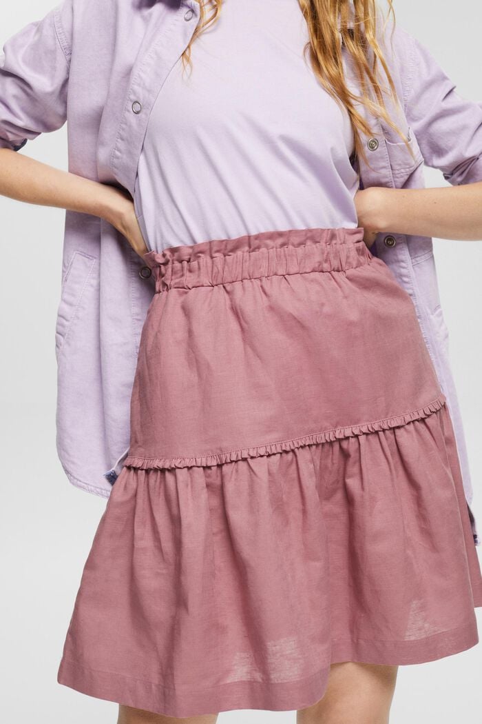 Mini-jupe en lin mélangé, MAUVE, detail image number 3