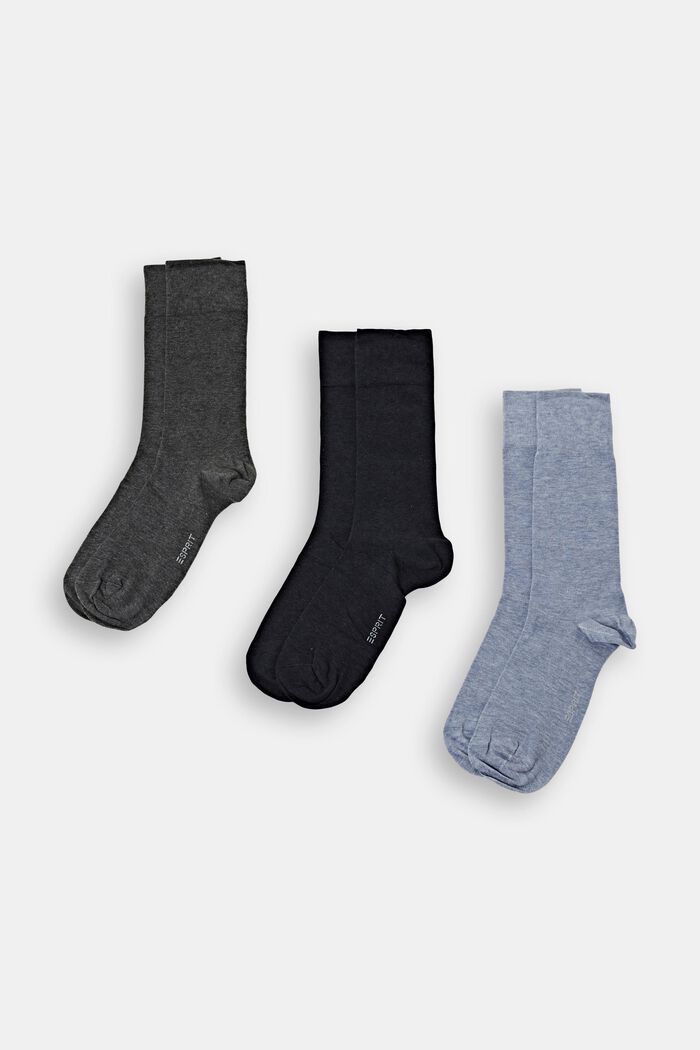 Lot de 3 paires de chaussettes, coton biologique, BLACK/BLUE, detail image number 0