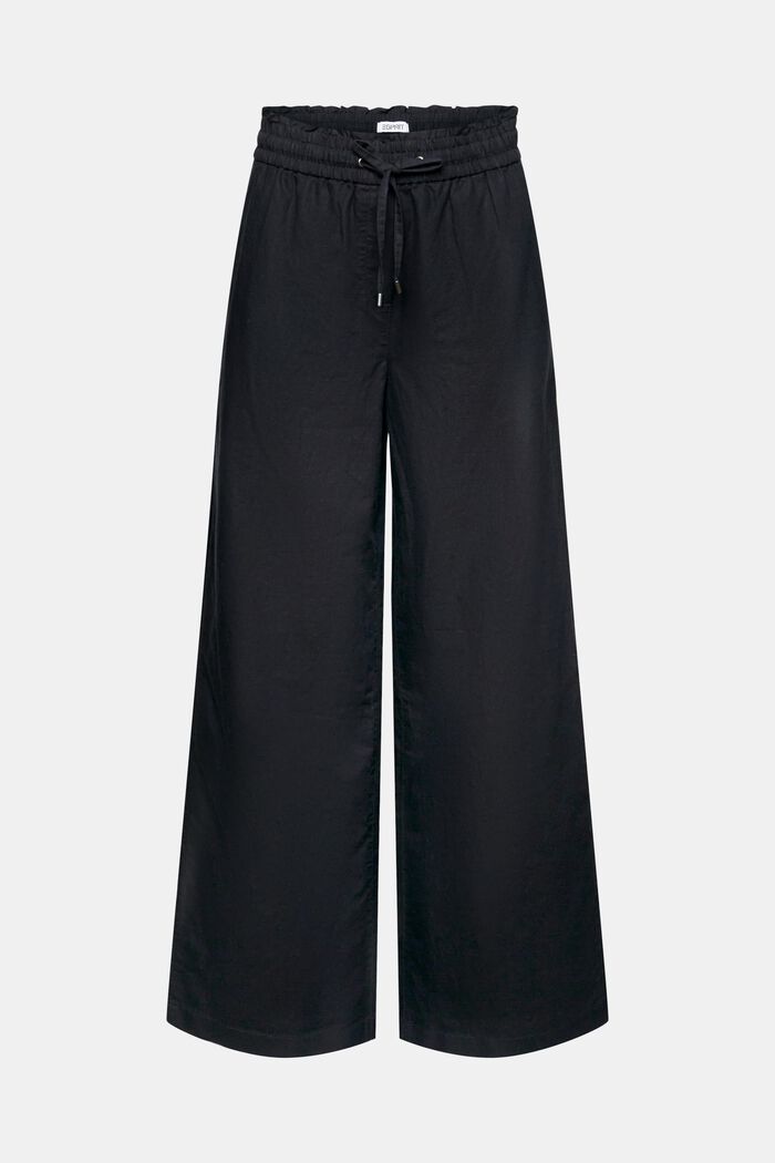 Pantalon en coton et lin, BLACK, detail image number 7