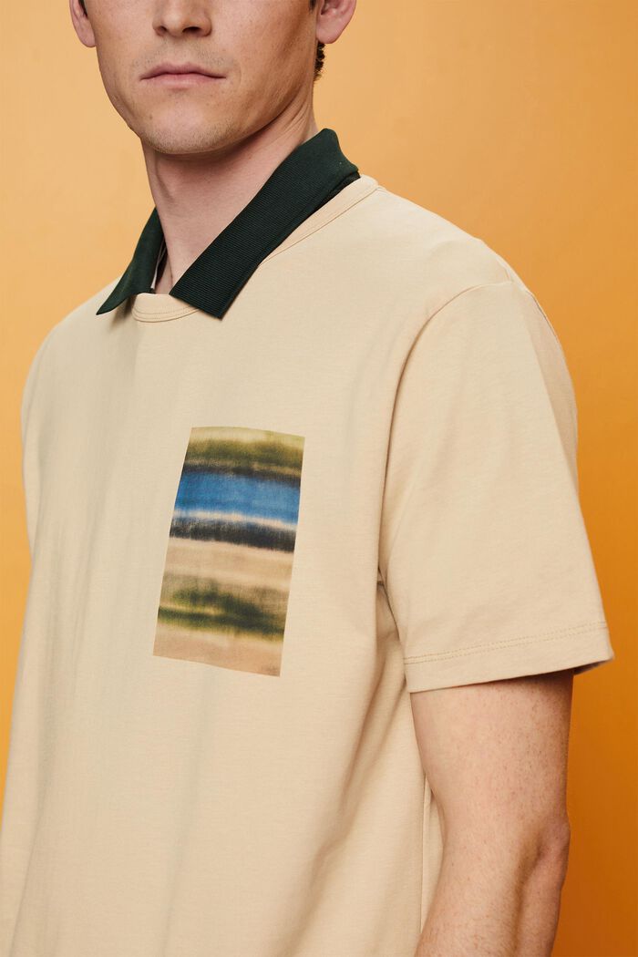 T-shirt à encolure ronde, 100 % coton, SAND, detail image number 2