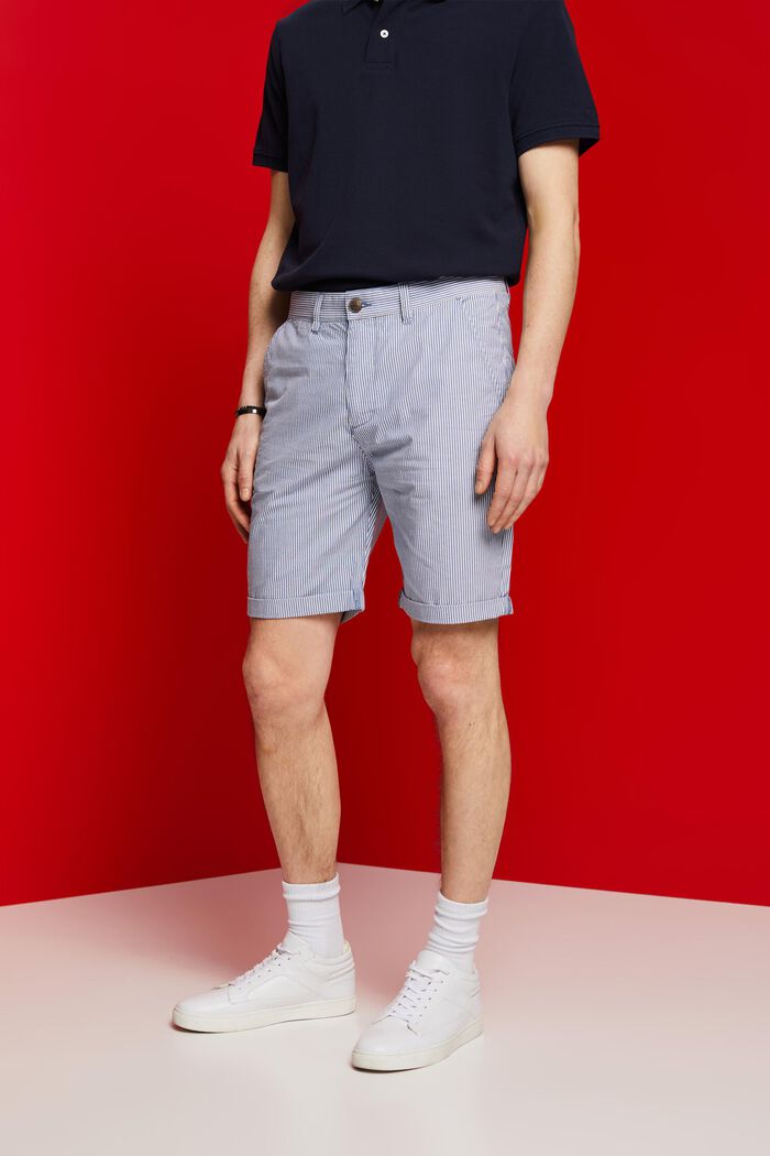 Short chino rayé, 100 % coton, BLUE, detail image number 0