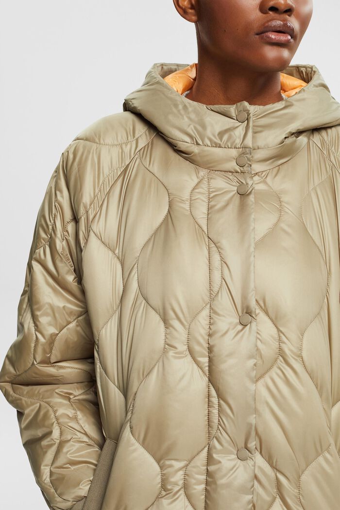 Manteau matelassé à doublure contrastante, PALE KHAKI, detail image number 2