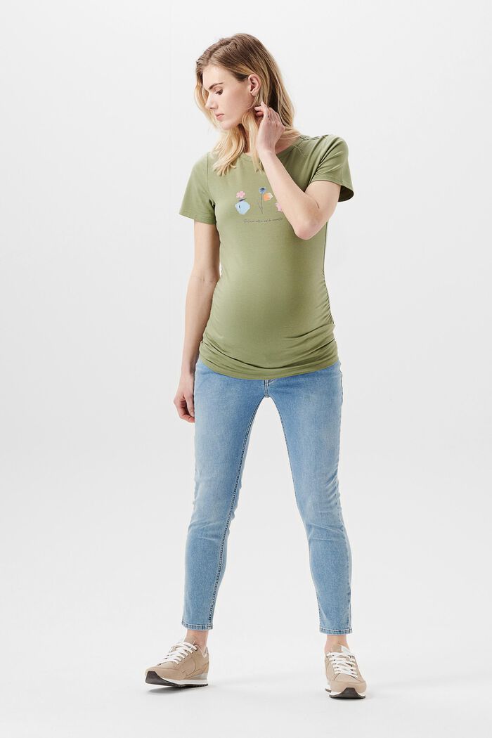 T-shirt orné d´un imprimé, coton biologique, REAL OLIVE, detail image number 0