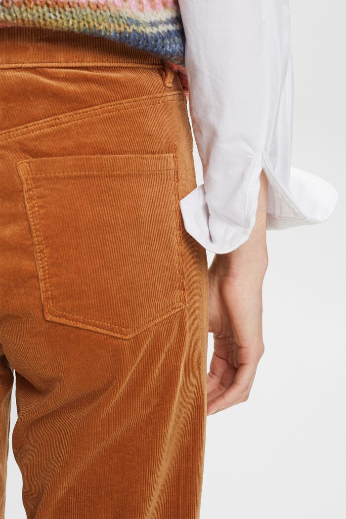 Pantalon en velours côtelé coupe Straight Fit taille haute, CARAMEL, detail image number 4