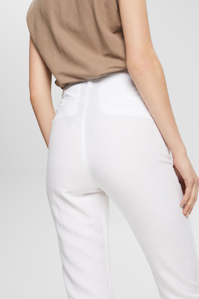 À teneur en lin : le pantalon à patte de boutonnage, WHITE, detail image number 5