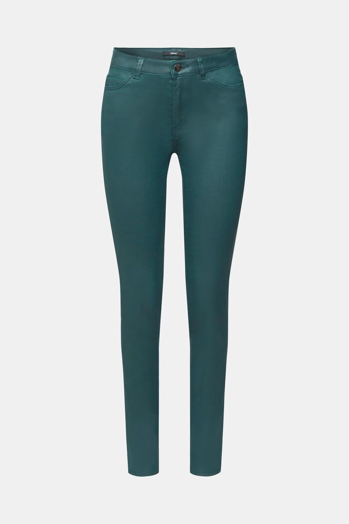 Pantalon taille haute en similicuir coupe Slim Fit, DARK TEAL GREEN, detail image number 6