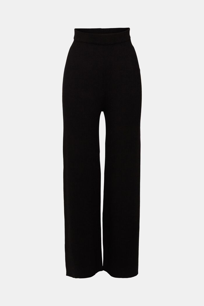 Pantalon taille haute en maille côtelée, BLACK, detail image number 6