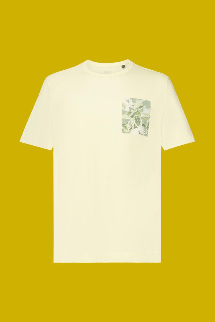 T-shirt en jersey à imprimé sur la poitrine, 100 % coton, LIGHT YELLOW, detail image number 6