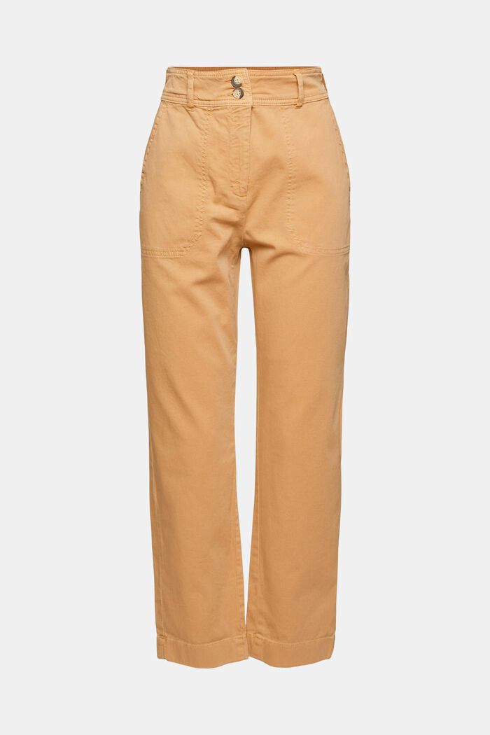 Pantalon taille haute en coton biologique, CAMEL, detail image number 7