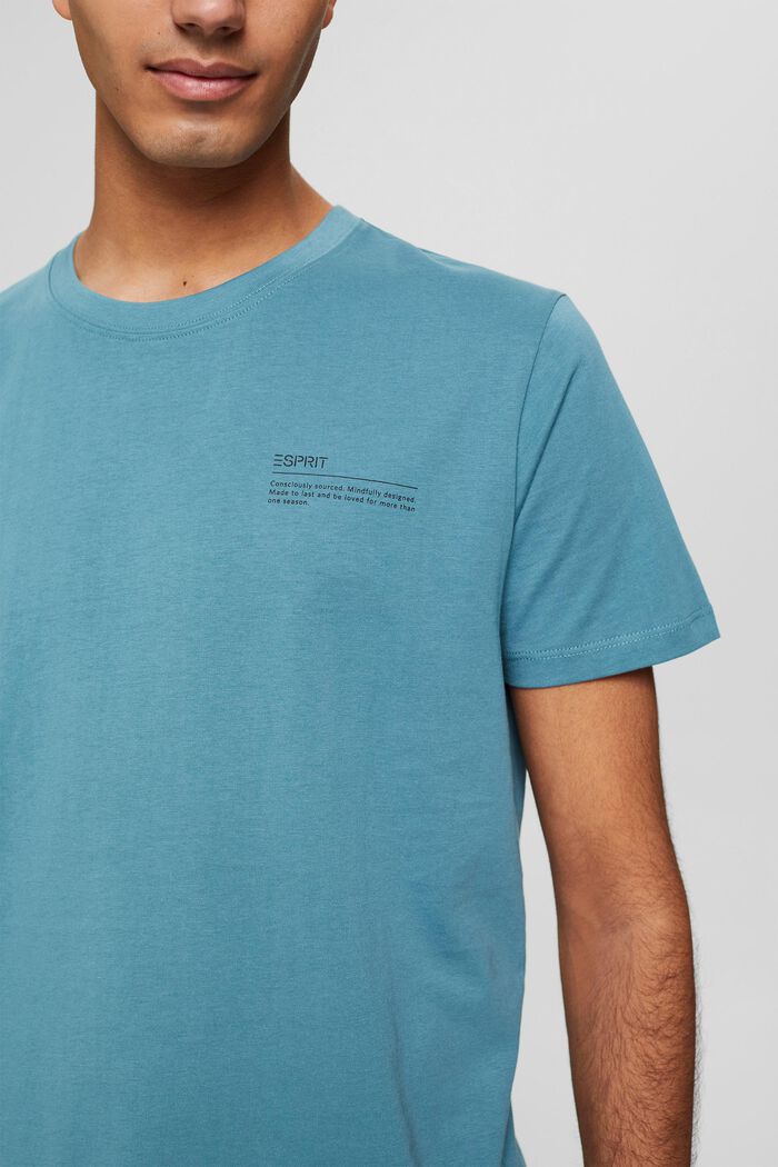 T-shirt en jersey doté d´un imprimé, 100 % coton bio, TURQUOISE, detail image number 1