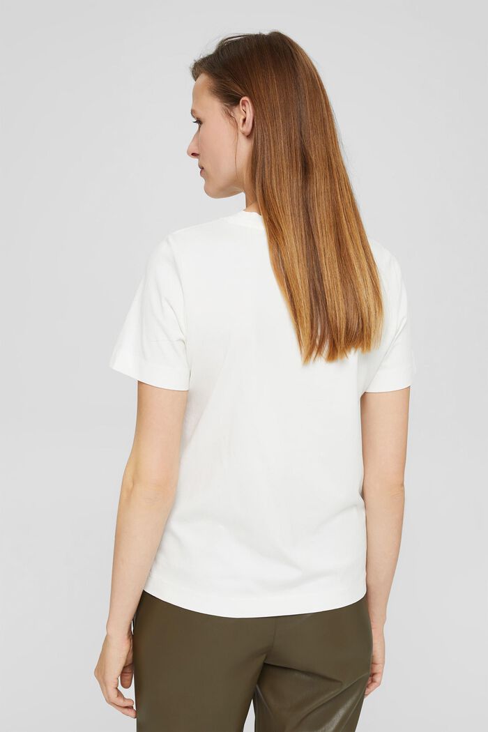 T-shirt à broderie, 100 % coton biologique, OFF WHITE, detail image number 3