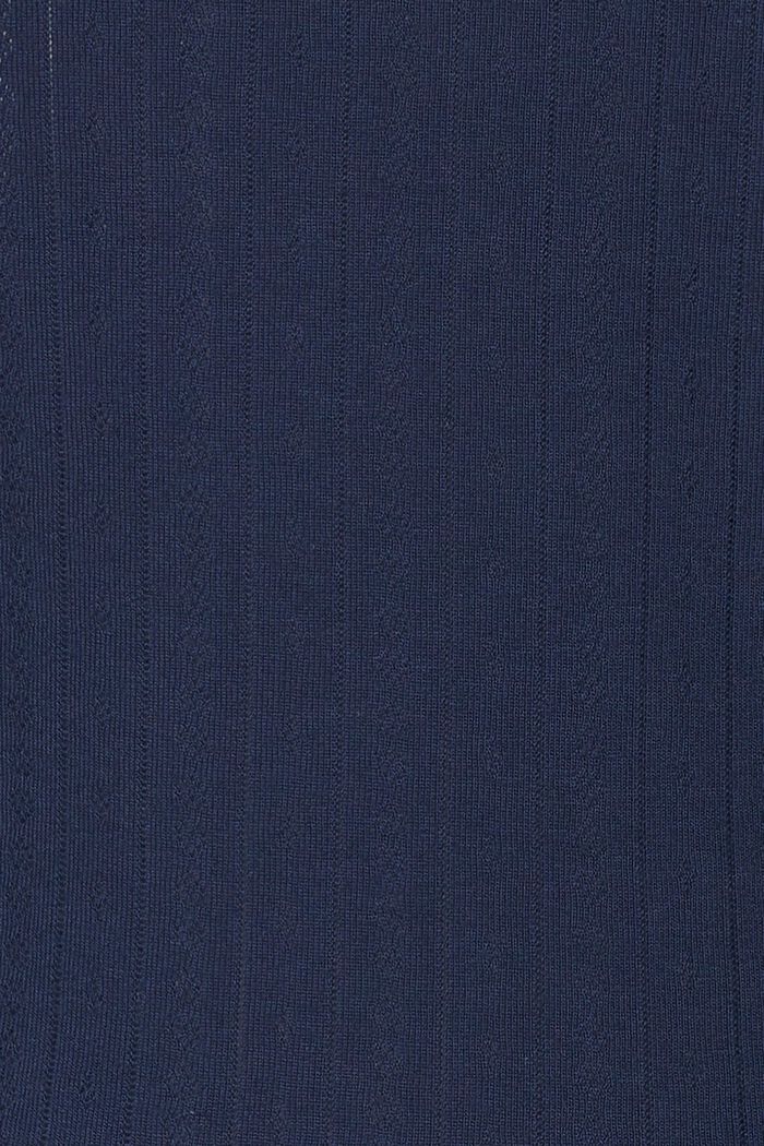 T-shirt à manches longues en coton biologique au design ajouré, DARK BLUE, detail image number 3