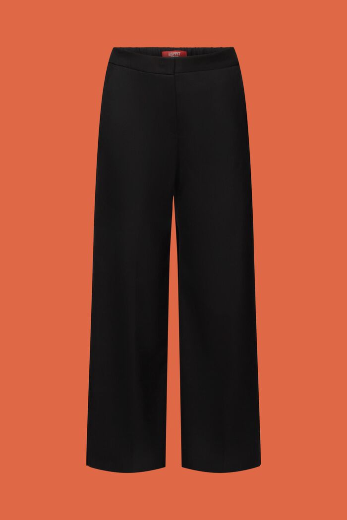 Pantalon en flanelle à fentes aux extrémités, BLACK, detail image number 7