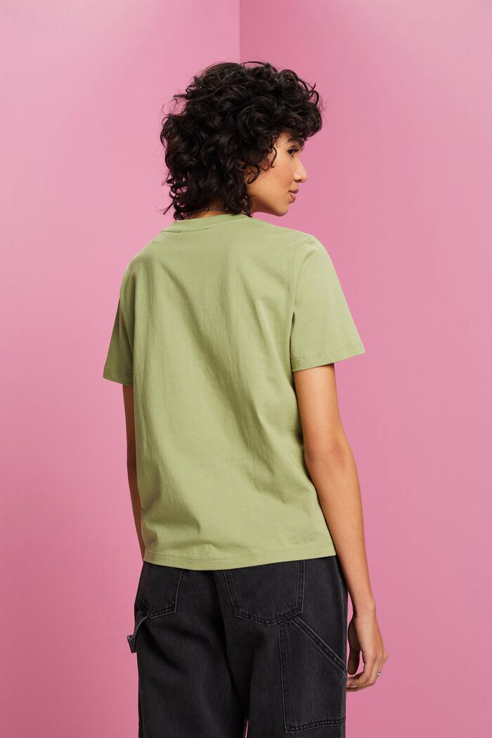 T-shirt en coton à imprimé floral, PISTACHIO GREEN, detail image number 3