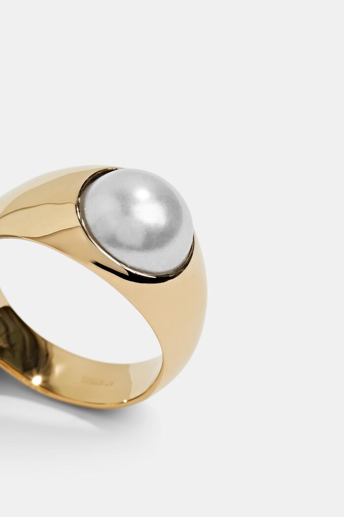 Bague ornée d’une perle, acier inoxydable, GOLD, detail image number 1