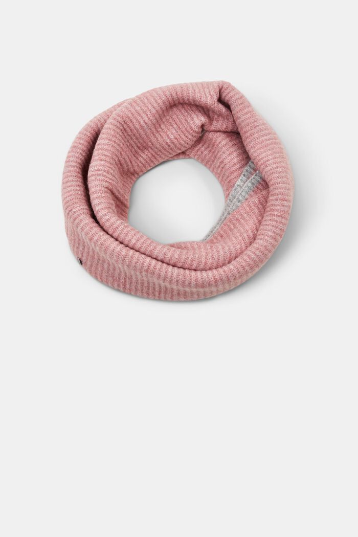Écharpe tube en maille côtelée à teneur en laine, LIGHT PINK, detail image number 0