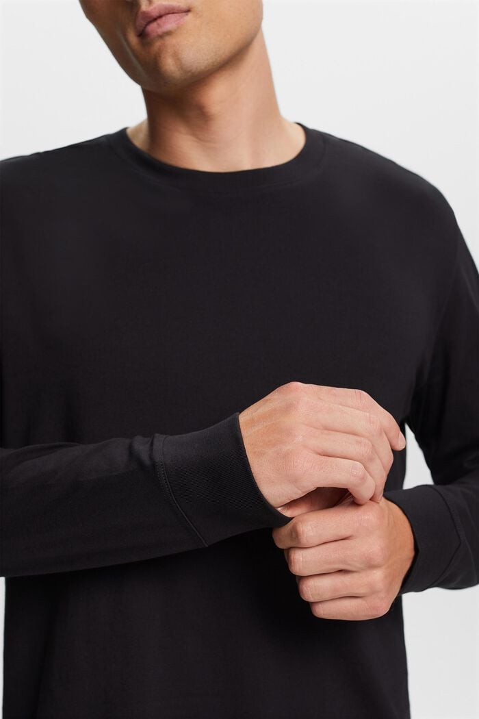 T-shirt à manches longues en jersey, 100 % coton, BLACK, detail image number 2