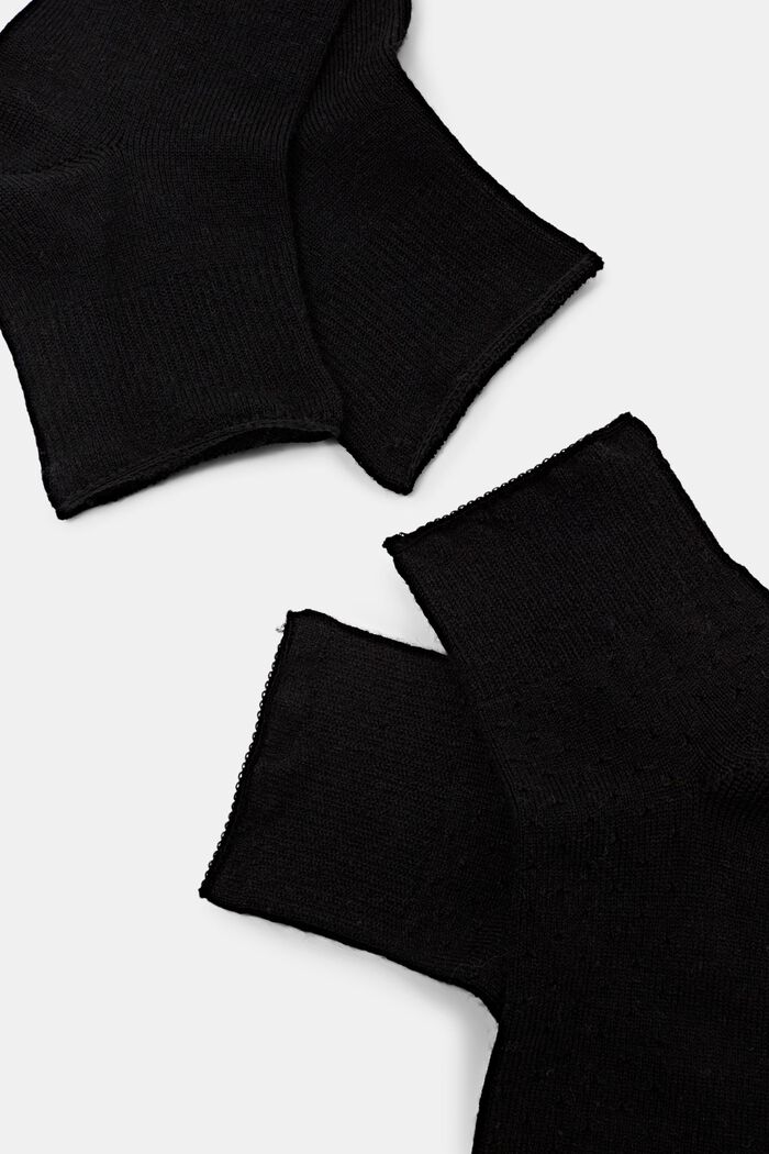 Lot de 2 paires de chaussettes à motif façon dentelle, laine mélangée, BLACK, detail image number 1