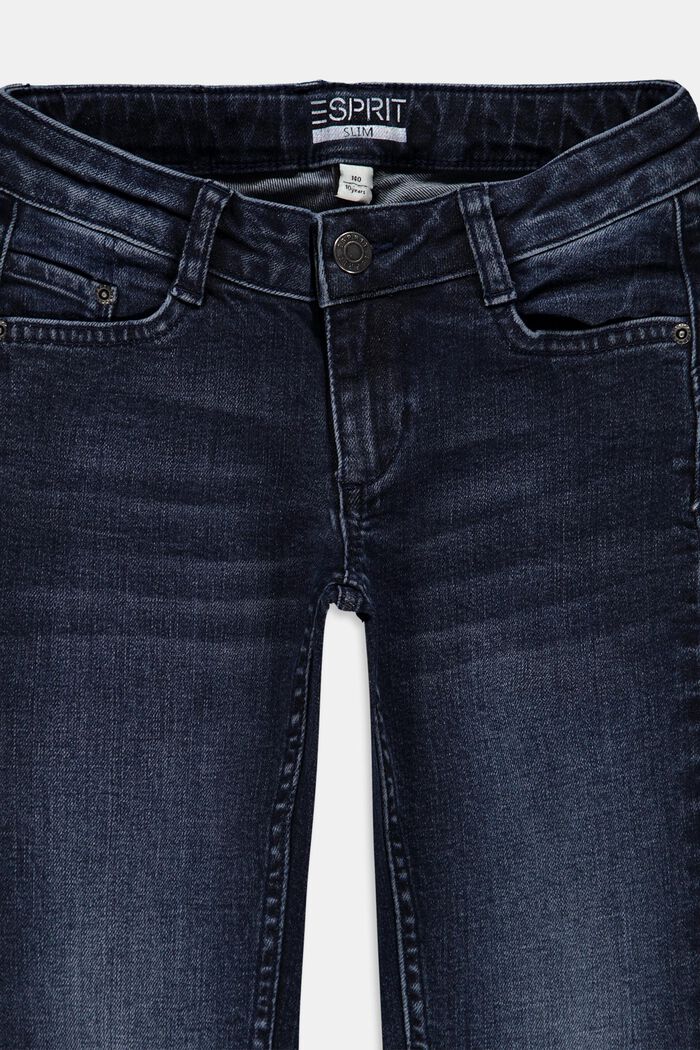 Jean stretch à zips en coton mélangé, BLUE DARK WASHED, detail image number 2