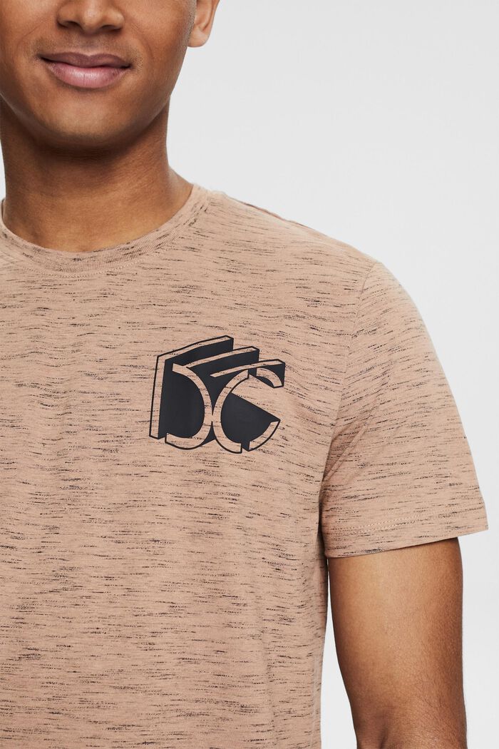 T-shirt en jersey chiné animé d´un logo 3D imprimé, SAND, detail image number 1