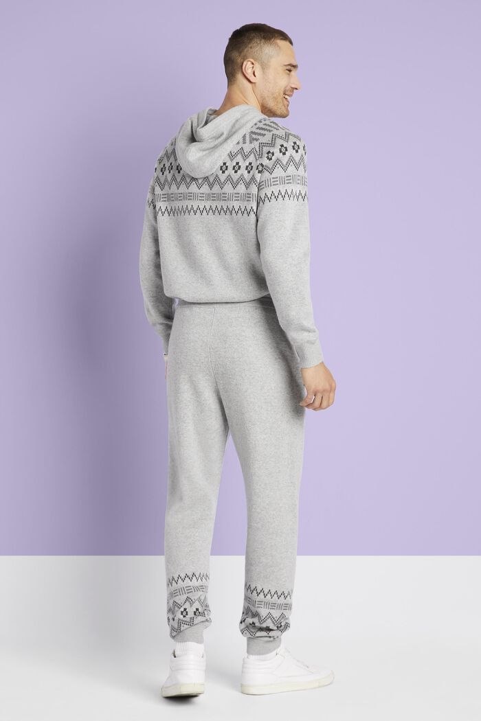 Pantalon de jogging à motif norvégien en laine et cachemire, LIGHT GREY, detail image number 3
