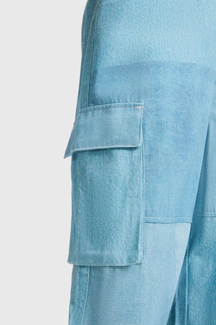 Pantalon cargo à taille haute orné d’un imprimé Denim Not Denim, BLUE MEDIUM WASHED, detail image number 3