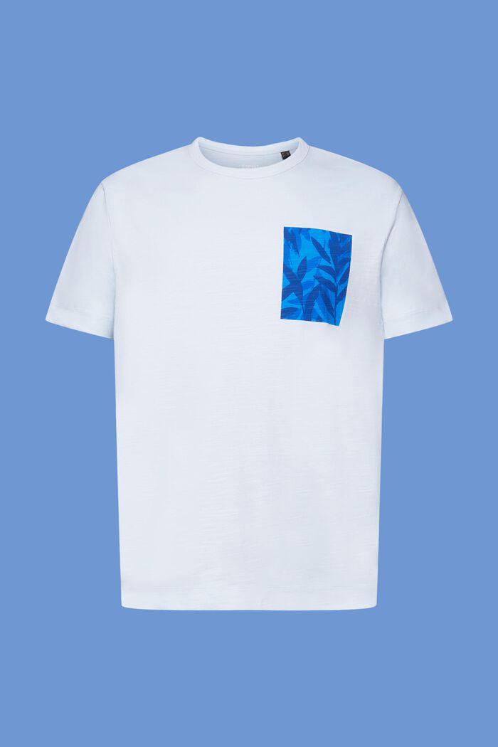 T-shirt en jersey à imprimé sur la poitrine, 100 % coton, PASTEL BLUE, detail image number 6