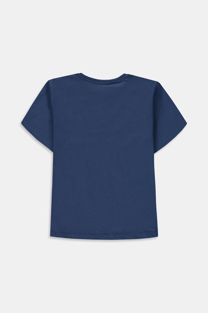 T-shirt en coton à imprimé sur la poitrine, BLUE, detail image number 1