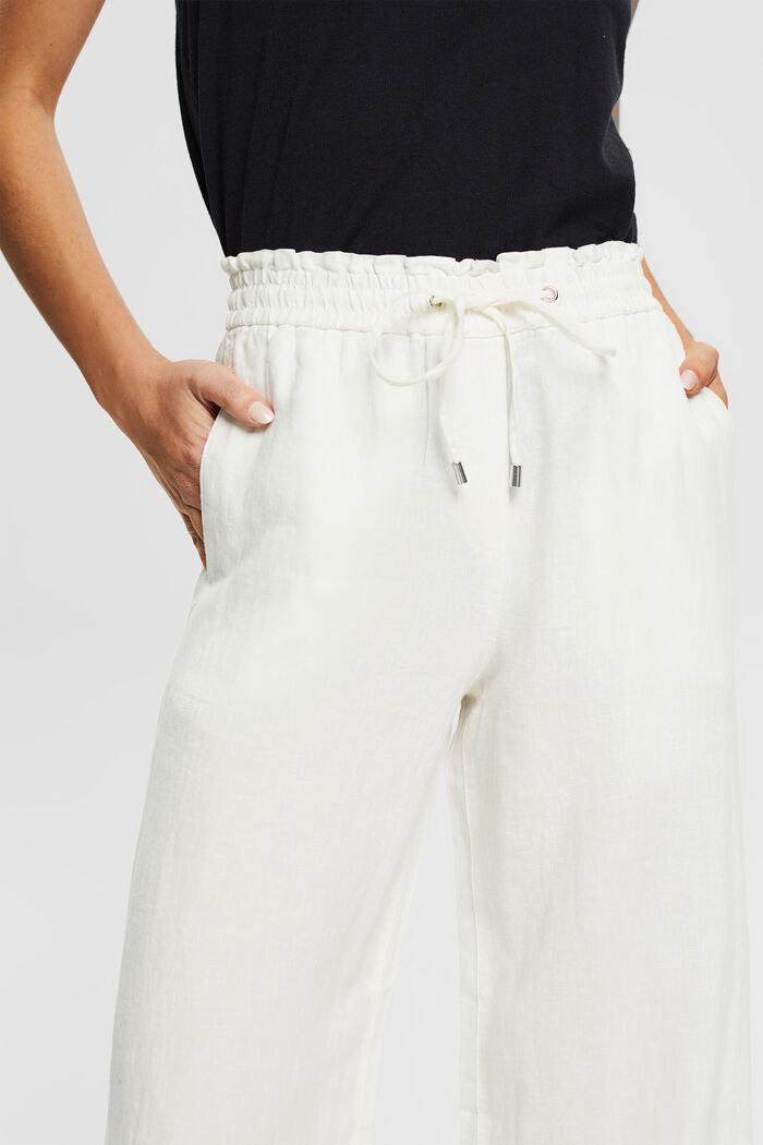 Pantalon en lin à jambes larges, OFF WHITE, detail image number 2