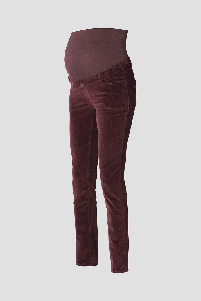 Pantalon en velours côtelé de coton stretch à ceinture de maintien, COFFEE, detail image number 3