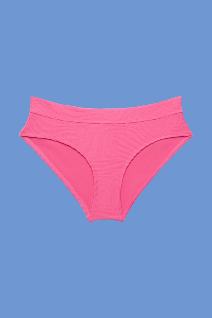 En matière recyclée : le bas de bikini jacquard, PINK FUCHSIA, detail image number 4